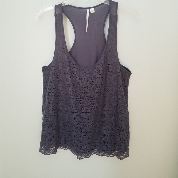 LC Lauren Conrad Tops - Lauren Conrad Lace Front Overlay Racerback Tank L